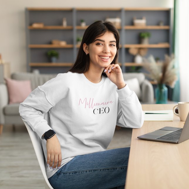 Modern Minimal Millionaire CEO | Pink And Black  Sweatshirt (Creator Uploaded)