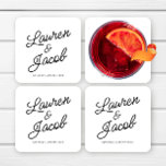 Modern Minimal Minimalist Black and White Wedding Square Paper Coaster<br><div class="desc">This is a Modern Minimal Minimalist Black and White Wedding Paper Coasters!</div>