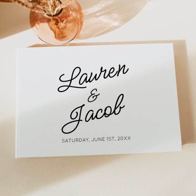 Modern Minimal Minimalist Black White Wedding Guest Book (Creator Uploaded)