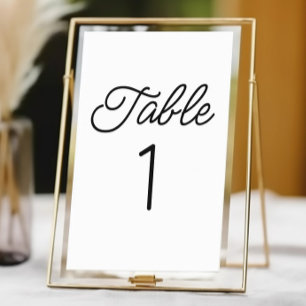 Modern Minimal Minimalist Black White Wedding Table Number