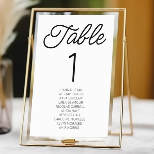 Modern Minimal Minimalist Black White Wedding Table Number (Creator Uploaded)