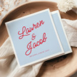 Modern Minimal Minimalist Blue and Red Wedding Napkin<br><div class="desc">This is a Modern Minimal Minimalist Blue and Red Wedding Napkins!</div>