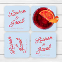 Modern Minimal Minimalist Blue and Red Wedding