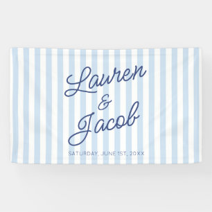 Modern Minimal Minimalist Blue Stripes Wedding Banner