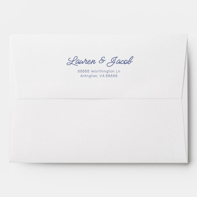 Modern Minimal Minimalist Blue Stripes Wedding Envelope (Back (Top Flap))