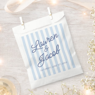 Modern Minimal Minimalist Blue Stripes Wedding Favour Bags