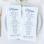 Modern Minimal Minimalist Blue Stripes Wedding Menu<br><div class="desc">This is a Modern Minimal Minimalist Blue Stripes Wedding Menu!</div>