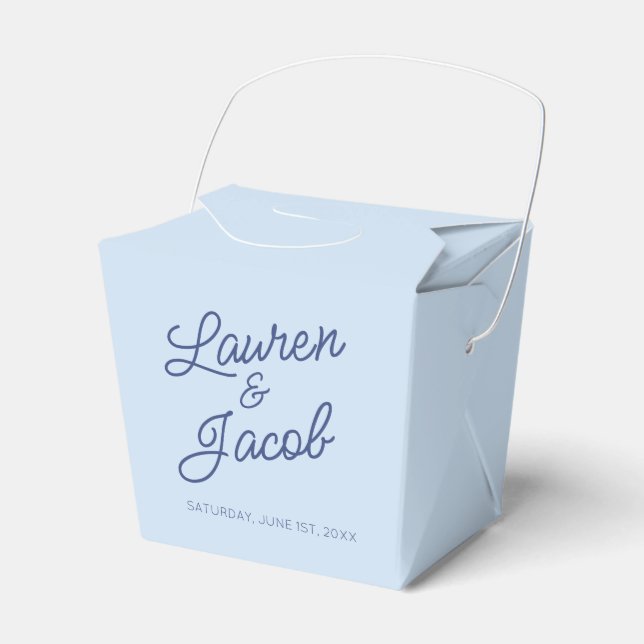 Modern Minimal Minimalist Blue Wedding Favour Box (Front Side)