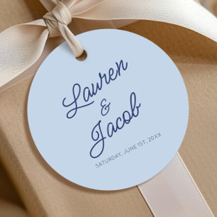 Modern Minimal Minimalist Blue Wedding Favour Tags