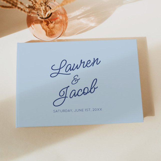 Modern Minimal Minimalist Blue Wedding Guest Book (Creator Uploaded)