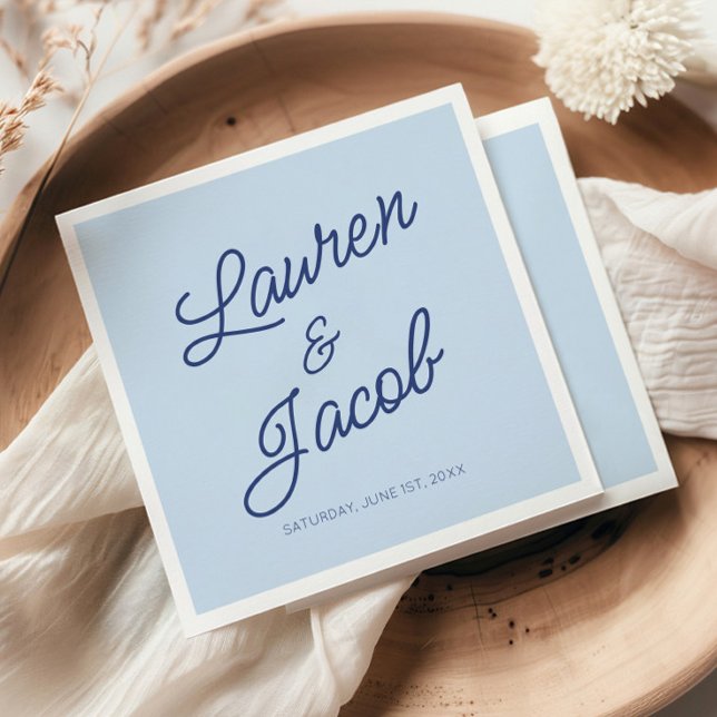 Modern Minimal Minimalist Blue Wedding Napkin (Creator Uploaded)