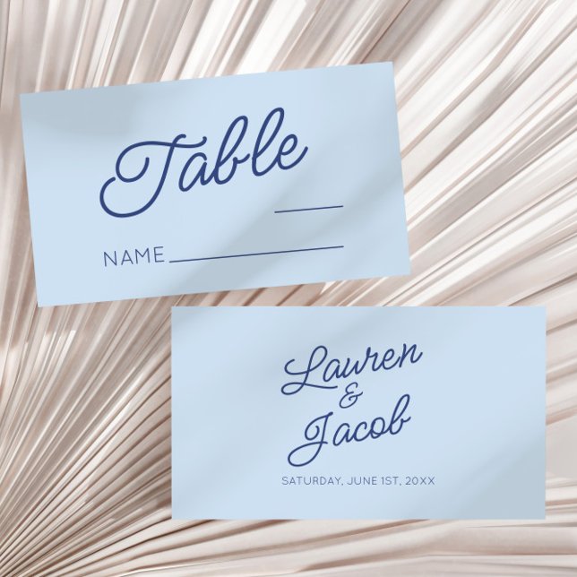Modern Minimal Minimalist Blue Wedding Place Card (Creator Uploaded)