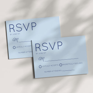 Modern Minimal Minimalist Blue Wedding RSVP Card
