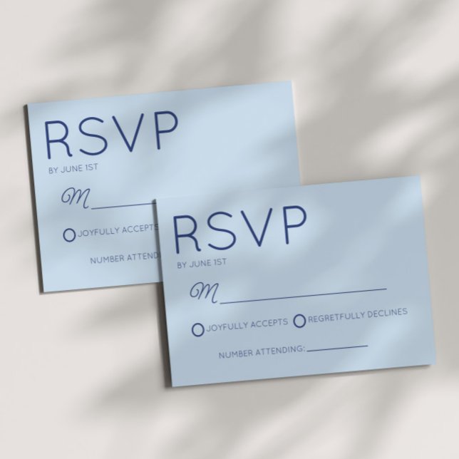 Modern Minimal Minimalist Blue Wedding RSVP Card (Creator Uploaded)