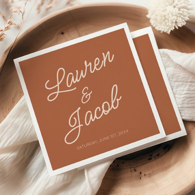Modern Minimal Minimalist Brown Boho Wedding Napkin (Creator Uploaded)