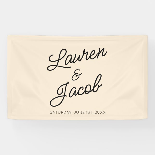 Modern Minimal Minimalist Champagne Wedding Banner (Horizontal)