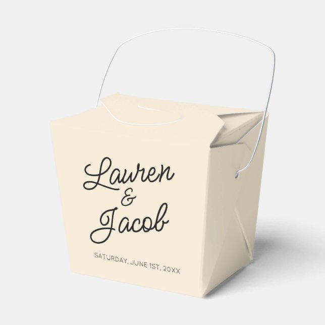 Modern Minimal Minimalist Champagne Wedding Favour Box (Front Side)