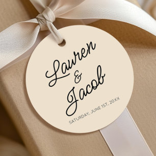 Modern Minimal Minimalist Champagne Wedding Favour Tags