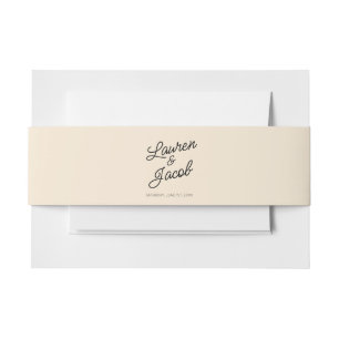 Modern Minimal Minimalist Champagne Wedding Invitation Belly Band