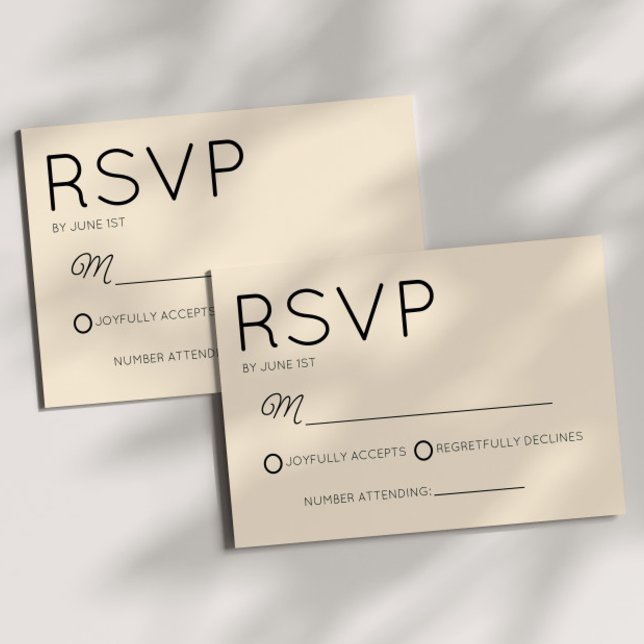 Modern Minimal Minimalist Champagne Wedding RSVP Card (Creator Uploaded)