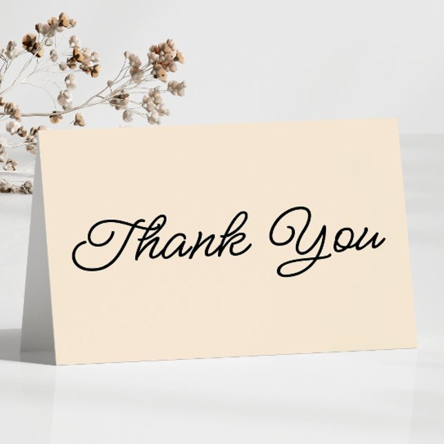 Modern Minimal Minimalist Champagne Wedding Thank You Card (Creator Uploaded)