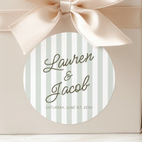 Modern Minimal Minimalist Green Stripes Wedding