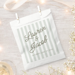Modern Minimal Minimalist Green Stripes Wedding Favour Bags