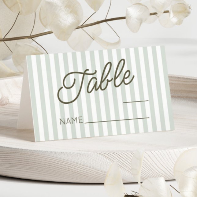Modern Minimal Minimalist Green Stripes Wedding Place Card (Creator Uploaded)