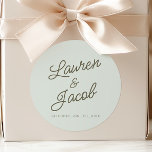 Modern Minimal Minimalist Green Wedding Classic Round Sticker<br><div class="desc">These are Modern Minimal Minimalist Green Wedding Party Favor Stickers!</div>