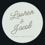 Modern Minimal Minimalist Green Wedding Classic Round Sticker<br><div class="desc">These are Modern Minimal Minimalist Green Wedding Party Favor Stickers!</div>