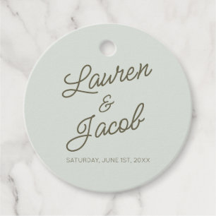 Modern Minimal Minimalist Green Wedding Favour Tags