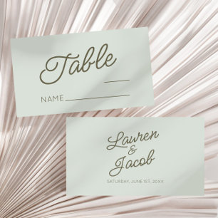 Modern Minimal Minimalist Green Wedding Place Card