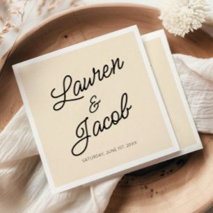 Modern Minimal Minimalist Light Champagne Wedding Napkin