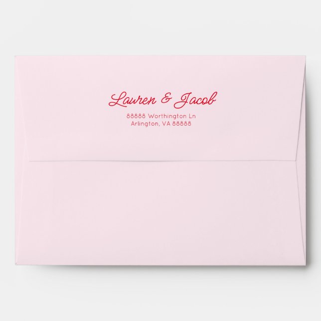 Modern Minimal Minimalist Pink and Red Wedding Envelope (Back (Top Flap))