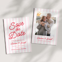 Modern Minimal Minimalist Red Pink Stripes Wedding