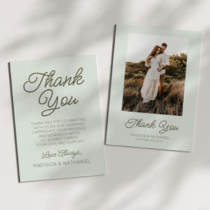Modern Minimal Minimalist Sage Green Wedding Thank You Card