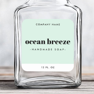 Modern minimal mint green square product label