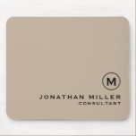 Modern Minimal Monogram Beige Mouse Mat<br><div class="desc">Modern Minimal Monogram Name Title Custom Black Classic Block Typography Solid Beige Mouse Pad. Personalise this stylish beige mousepad with your monogram,  name,  title or text of your choice.</div>