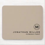 Modern Minimal Monogram Beige Mouse Mat<br><div class="desc">Modern Minimal Monogram Name Title Custom Black Classic Block Typography Solid Beige Mouse Pad. Personalise this stylish beige mousepad with your monogram,  name,  title or text of your choice.</div>