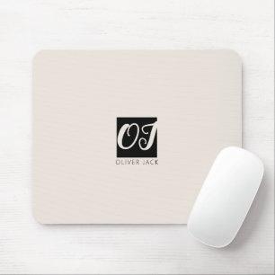 Modern minimal Monogram Black and Blush Pink Mouse Mat