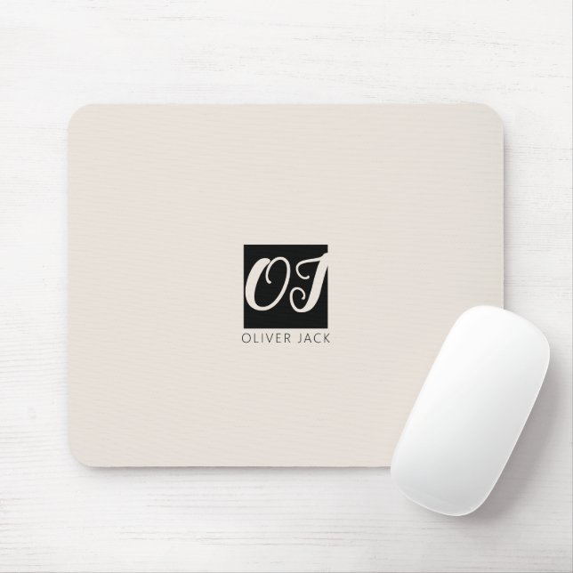 Modern minimal Monogram | Black and Blush Pink Mouse Mat (With Mouse)