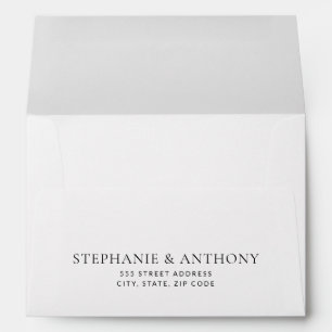Modern Minimal Monogram Black and White Wedding Envelope
