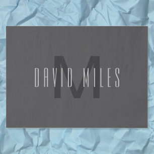 Modern Minimal Monogram Design Editable Dark Grey Tissue Paper