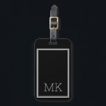 Modern Minimal Monogram Initials Frame Black  Luggage Tag<br><div class="desc">Modern Minimal Monogram Initials Frame Black Luggage Tag</div>
