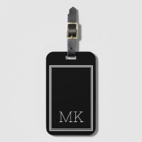 Modern Minimal Monogram Initials Frame Black