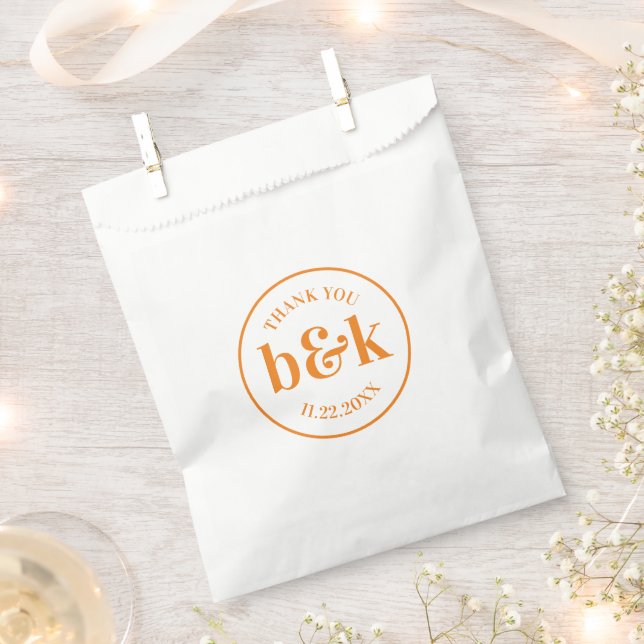 Modern Minimal Monogram Initials Orange Wedding Fa Favour Bags (Clipped)