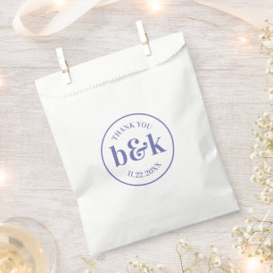 Modern Minimal Monogram Initials PURPLE Wedding Favour Bags