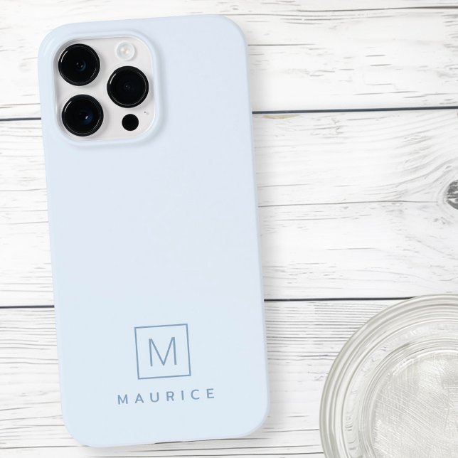 Modern minimal monogram light blue Case-Mate iPhone case (Modern minimal monogram light blue Case-Mate iPhone case)