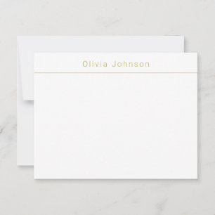 Modern Minimal  Monogram Name White Flat Note Card