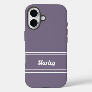 Modern Minimal Monogram Script Template Purple iPhone 16 Case